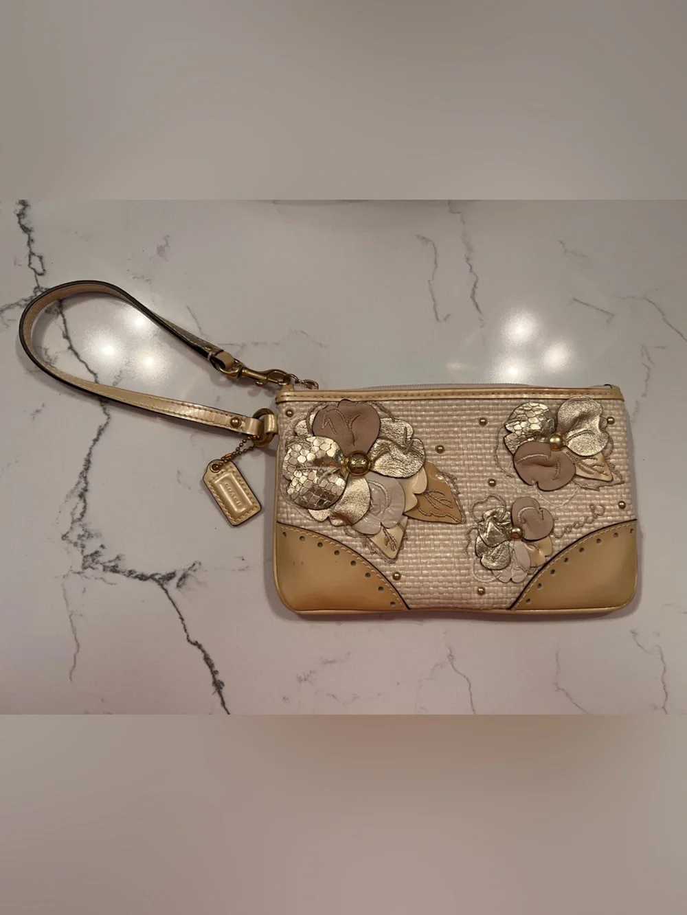 Coach Hamptons Limited Edition Floral Raffia Wristlet